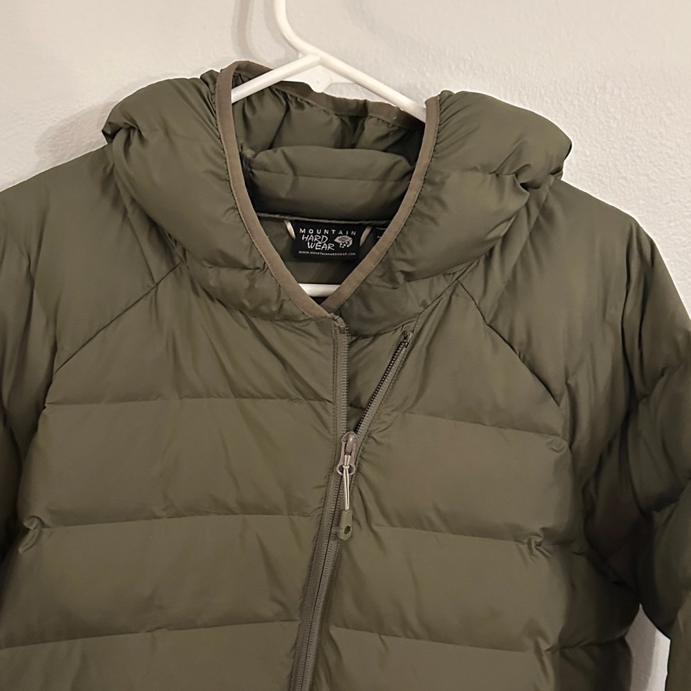 Mountain Hardwear Olive Hooded Long Puffer Coat